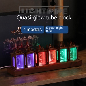 New RGB pseudo-nixie ống đồng hồ LED Máy tính để bàn máy tính Món quà sáng tạo e-thể thao đồ trang trí UV mạ phòng điện tử đồng hồ kỹ thuật số - Product Image 5