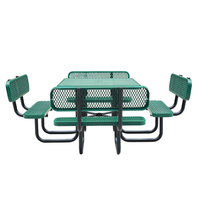 Table de pique-nique en acier de grande taille pour l'extérieur, pour espaces publics et commerciaux, table de restaurant extérieure, table de jardin en métal, table à manger extérieure avec banc et chaise