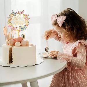 NUEVO 2026 Adorno de Pastel de Acrílico con Flores para Venta al por Mayor de Fábrica, Decoración de Pastel para Bodas y Fiestas, Contáctame - Product Image 3