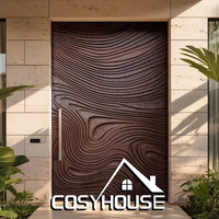 Porte d'entrée double asymétrique de luxe en aluminium moulé Cosyhouse avec feuilles active et passive pour villa moderne