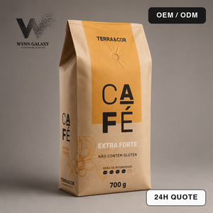 Bolsa de café con válvula de desgasificación 250g 500g 700g 1kg, fondo plano, cremallera, papel kraft mate, para granos de café, embalaje de fábrica - Product Image 1