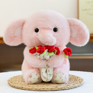 ตุ๊กตา<span class=keywords><strong>ช้าง</strong></span>กุหลาบกอดดอกไม้ ตุ๊กตา<span class=keywords><strong>ช้าง</strong></span>สามสี ของเล่นตุ๊กตาผ้าสำหรับเด็ก ตุ๊กตาปลอบใจ - Product Image 1