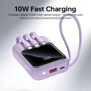Chargeur <span class=keywords><strong>portable</strong></span> tout-en-un 10000mAh avec câbles intégrés, Powerbank mince pour appareils Android et iOS - Product Image 6