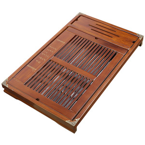Solid Wood <b>Tea</b> Tray With Drainage Drawer Stainless Steel Water Dropper Flat Design For <b>Tea</b> <b>Set</b> Storage - Product Image 5