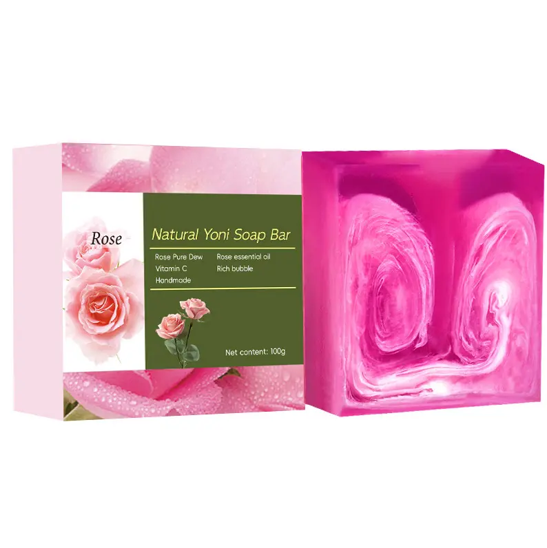 Натуральное Отбеливающее мыло Yoni, женственное средство для мытья и вагинального влагалищного запаха, сбалансированное с эфирными маслами розы