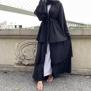 1896# Hot Sale Design Breathable Three Layers Chiffon Simplicity Cardigan Abayas Dubai <b>9</b> Colors Available No Include Hijab - Product Image 2