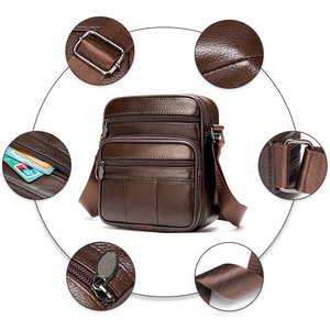Sacs à bandoulière en cuir véritable pour hommes, sacs fourre-tout de haute qualité, sacs messager de mode pour hommes d'affaires, sacs en cuir, sac banane - Product Image 5