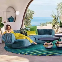 Canapé en tissu courbé style crème minimaliste italien, modèle de designer en éponge pour villas, maisons d'hôtes, hôtels, salles d'exposition et réceptions