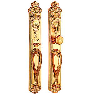 Juego de Cerradura de Puerta Principal de Latón Macizo Estilo Barroco Europeo de Lujo, Manija de Entrada Roja Borgoña con Corona <span class=keywords><strong>Real</strong></span>, Cerradura de Seguridad con Pestillo - Product Image 5