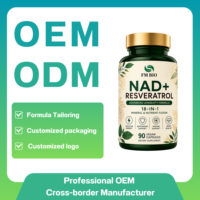 Complément alimentaire végétalien 18-en-1 NAD+ Resvératrol en capsules, non-OGM, d'origine végétale, certifié GMP, OEM ODM, marque privée