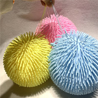 Balle en fourrure moelleuse TPR lumineuse, changeant de couleur irisée, jouet sensoriel anti-stress à presser, nouveauté, cadeau