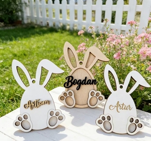 Etiquetas Personalizadas <span class=keywords><strong>para</strong></span> Cestas de Conejitos de <span class=keywords><strong>Pascua</strong></span>, Adornos Colgantes de Madera <span class=keywords><strong>para</strong></span> Regalos - Product Image 5
