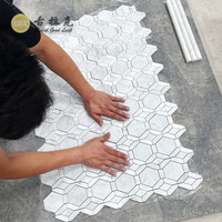 Carreaux de marbre blanc de Carrare d'Italie, mosaïque de marbre pour murs et sols