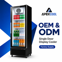 Réfrigérateur vertical commercial OEM pour boissons, avec porte vitrée simple, pour magasins de proximité et supermarchés