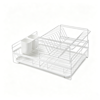 Étagère de rangement de cuisine pliable moderne et minimaliste en fer et plastique, double couche, multifonction, pour organiser les assiettes et les bols, portable