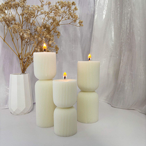 Bougies parfumées côtelées en forme de pilier, hautes et courtes, bougies d'aromathérapie en colonne 3D, décoration d'intérieur, accessoire photo, cadeau de festival - Product Image 2