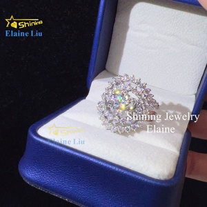 Thời trang vvs moissanite thiết kế sang trọng Nhẫn cưới cho phụ nữ kim cương 925 Sterling Silver nhẫn Vàng - Product Image 2