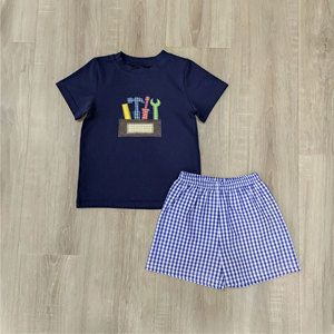 Ensembles de vêtements pour enfants brodés, vêtements pour garçons, 2 pièces, chemise à manches courtes, costumes pour tout-petits, vêtements décontractés pour garçons - Product Image 2