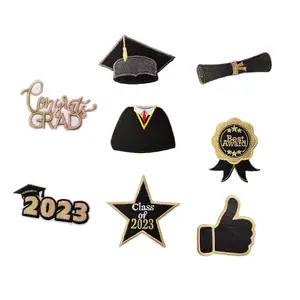 fashion preppy style black embroidered custom logo college iron on patches for clothes