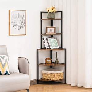 Estantería de pared de metal dorado con forma de triángulo única y moderna estantería vintage con escalera - Product Image 1
