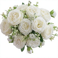 Bouquet de pivoines artificielles en soie, fausses fleurs de pivoines, arrangement floral, décoration de mariage, centre de table