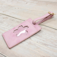 Étiquette de bagage en cuir PU personnalisée avec logo Sakura, motif fleur de cerisier ajourée, pour valise de voyage, cadeau souvenir