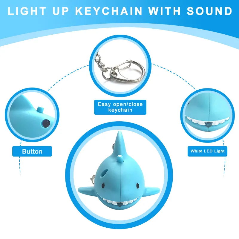 Erkekler için ses anahtarlıkları ile 2024 köpek balığı şekilli anahtarlık