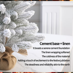 Décorations de Noël, mini sapin de Noël en PVC avec base en toile de jute, petit sapin floqué blanc, pour table, salon - Product Image 5