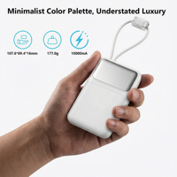 Nouvelle Batterie Externe 2026 de 10000 mAh avec Charge Rapide 22,5 W PD, Chargeur Portable avec Câble Intégré, pour Téléphone, 10000 mAh avec LED