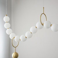 Lustre de restaurant de style français, design nordique, ton crème, pour comptoir de bar, en verre soufflé à la main, forme longue et allongée, en acier inoxydable