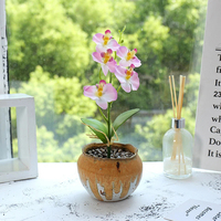 Mini orchidée artificielle Phalaenopsis à cinq fleurs en pot unique, faite à la main, en forme de boule, fleurs décoratives de Noël