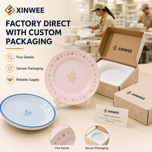 Assiettes plates en <span class=keywords><strong>céramique</strong></span> personnalisées avec logo de marque, style campagnard européen, compatibles four et lave-vaisselle, <span class=keywords><strong>émail</strong></span> coloré écologique pour la maison - Product Image 3