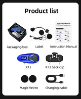Système audio pour casque de moto K13, casque sans fil avec étanchéité IP65 et radio FM
