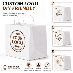Custom Fast Food to Go Bakery Delivery Cake Dessert Bread <b>Craft</b> Paper <b>Bag</b> Restaurant Takeout Packaging Take Away Kraft Paper <b>Bag</b> - Product Image 2