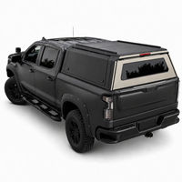 Couverture de benne de camionnette en alliage d'aluminium noir mat rigide avec porte arrière relevable