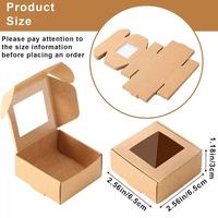 Boîte à savon carrée en carton ondulé brun, petite, pliable, personnalisée, en papier kraft, avec fenêtre transparente et pelliculage mat pour cadeaux