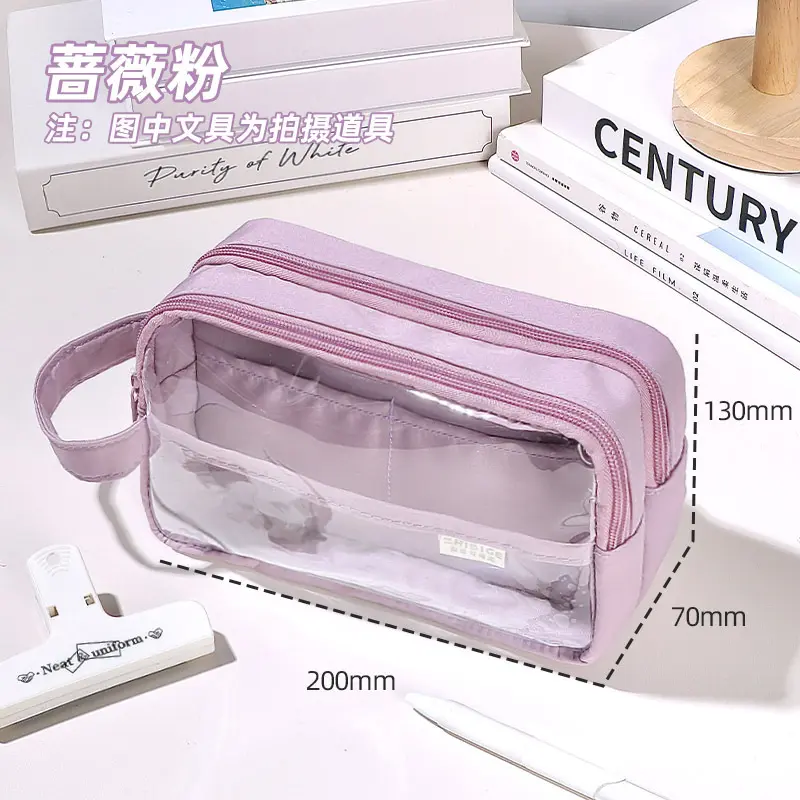 Hot Selling Super große Kapazität transparente Mädchen Feder mäppchen neue einfache und modische Stift Tasche