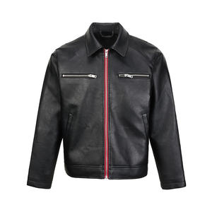 Chaqueta de <span class=keywords><strong>PU</strong></span> Estilo Motociclista Retro para Hombre, Personalizada, de Alta Calidad, Sólida, a la Moda y Versátil - Product Image 4