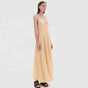 2024 all'ingrosso estate profondo scollo a V Boho <span class=keywords><strong>spalline</strong></span> abito lungo Sexy papillon croce all'americana Maxi abiti Casual da donna - Product Image 6