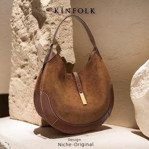 Bruine suède leren zadeltas voor dames - stijlvolle effen crossbody tas met ritssluiting voor dagelijks gebruik in de zomer, herfst en lente - Product Image 2