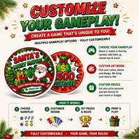 Boletos de Juego Desgarrables Ecológicos con Forma Redonda para el Día de Navidad, Serie Festiva One Windows, con Ganancia Instantánea