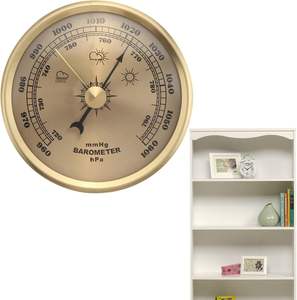 Barômetro Meteorológico Interno e Externo Medidor de Pressão Barométrica para Casa Instrumentos de Estação Meteorológica Analógica (Dourado) - Product Image 4