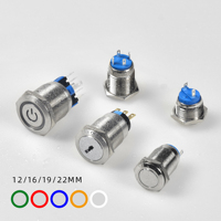 Petits interrupteurs d'alimentation Anti-vandalisme en acier inoxydable, led, étanche, tactile momentané, petit bouton-poussoir en métal, 12/16/19/22mm, 1 pièce