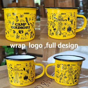 แก้วเคลือบลายการ์ตูนน่ารักสำหรับเด็ก ขนาด 12 ออนซ์ แก้วกาแฟเคลือบสำหรับแคมป์ปิ้ง เหมาะสำหรับโปรโมชั่น แก้วเคลือบสไตล์เรโทรวินเทจ ขนาด 350 มล. 12 ออนซ์  สามารถสลักชื่อได้ - Product Image 3
