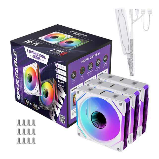 Lovingcool Magic Infinity Mirror Building Block Fan Splice Case Fans ARGB 120mm 3 in 1 3PIN 5V RGB Fan for PC Gaming