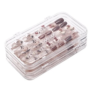 Plastic Transparent Tri Fold Nail Art <b>Box</b> With Lid <b>Stackable</b> Desktop <b>Storage</b> Organizer For Nail Salon Display Cabinet - Product Image 1