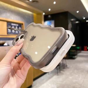 Adecuado para iPhone16 15 <span class=keywords><strong>pro</strong></span> <span class=keywords><strong>AMX</strong></span> Borde de onda transparente simple Banco invisible soporte doble TPU carcasa blanda anticaída - Product Image 3