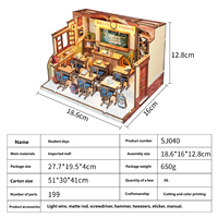 Kit de bricolage éducatif en bois pour mini-jouets - Nook de lecture pour étudiants et maison de poupée pour enfants avec architecture en bois à construire créativement