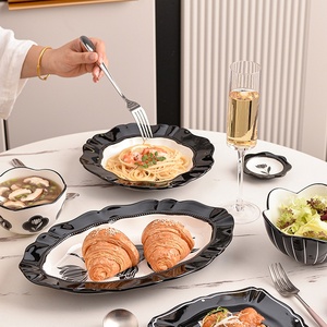 Vaisselle en céramique rétro tulipe vintage, nouvelle vaisselle haut de gamme écologique et moderne, assiettes à dîner, bols à riz pour un usage domestique, pour Noël - Product Image 5
