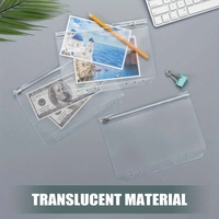 A5 A6 A7 Mini Classeur Poches avec Fermeture Éclair Loose Leaf zipper bag Transparent Card Protector Side Loading Waterproof Cash Enveloppes